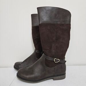 Brown Knee-High Boots with Heart AccentNWT The Children's Place Faux Suede Boots
